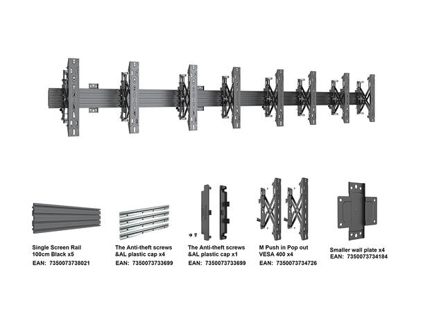 Multibrackets Veggfeste Pro MBW4X1U Push In Pop Out Black 