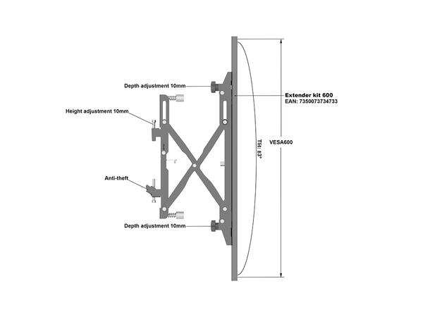 Multibrackets Veggfeste Pro MBW4X1U Push In Pop Out Black 