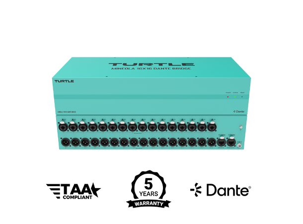 Turtle AV Mineola Dante Audio Bridge 16x XLR inputs with 48V Phantom Power 