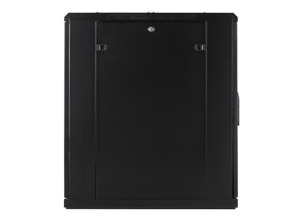LinkIT Nettverksskap 18U svart B600xD800xH916, glass - perforert 