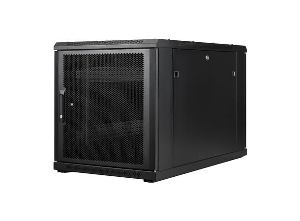 LinkIT Serverskap 12U svart B600xD1000xH649, perforert - perforert 