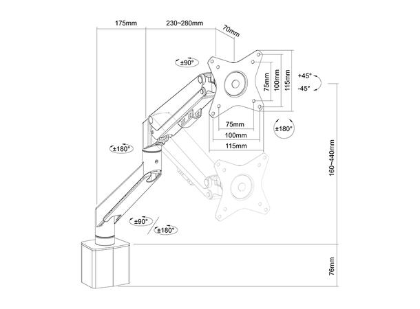 Multibrackets Medical Monitor Arm Basic 