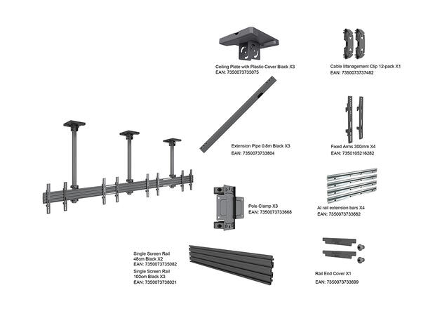 Multibrackets Menu Board Mount Pro MBC4X 1U VESA Fixed 300* 