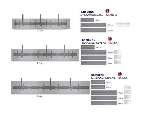 Multibrackets Menu Board Mount Pro MBC4X 1U VESA Fixed 300* 