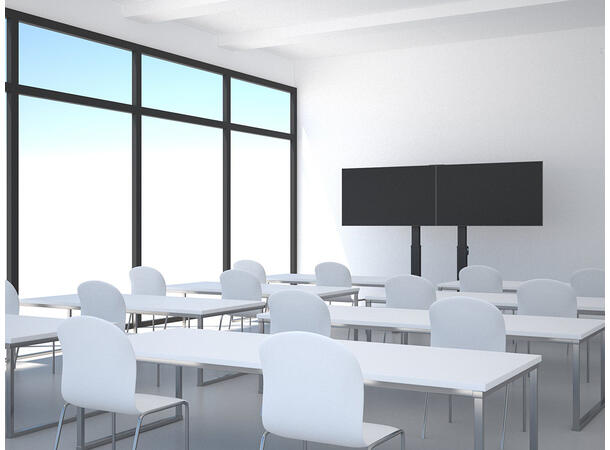 Multibrackets Motorisert gulvstativ Dual Svart, 135Kg, 600x400, 2 x 60-75" 