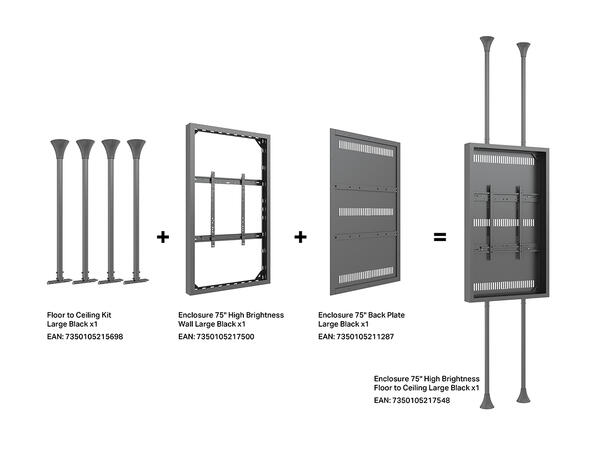 Multibrackets Pro Series - Enclosure 75" High Brightness Wall Large Black 