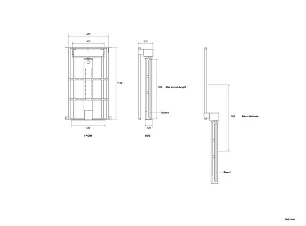 Multibrackets TV heis Drop Down tak Hvit,40 kg, 600x600, 55"-75", sving 