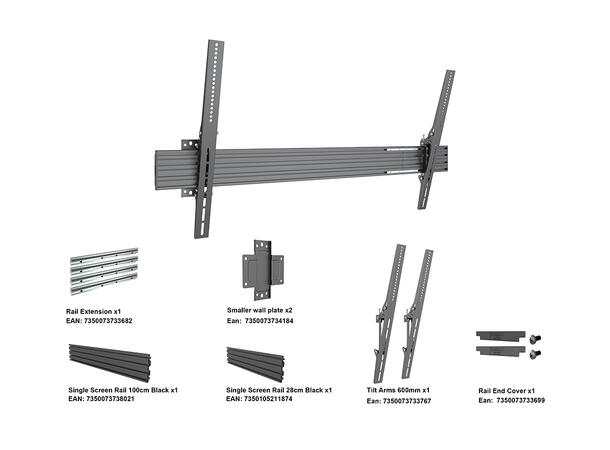 Multibrackets Veggfeste Pro MBW1U 1000 Svart, Tilt, 1000x600, 100Kg, 65-120" 