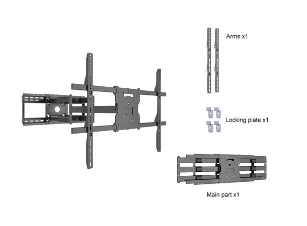 Multibrackets Veggfeste long reach SD Svart, VESA 800x600,125kg, 98cm, 65-110" 