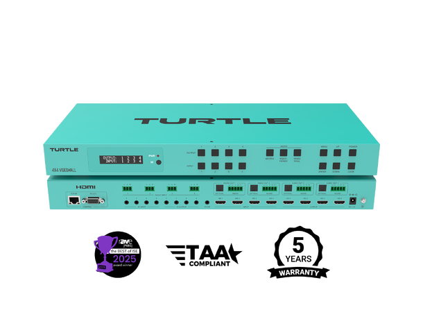 Turtle AV 4x4 Video Wall Matrix and Multi-Viewer 4K60 4:4:4 