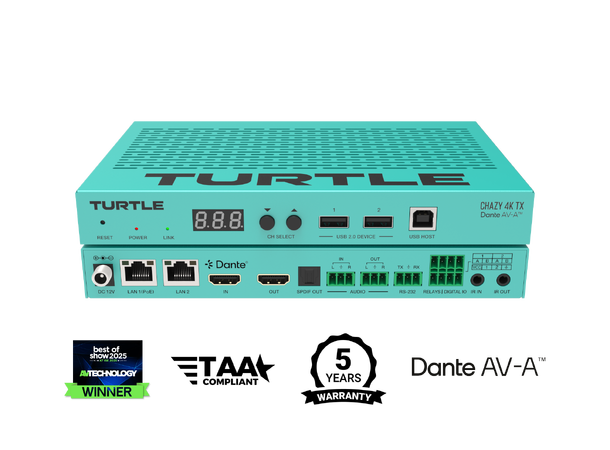 Turtle AV CHAZY 4K TX. HDMI 2.0 4K60 4:4 HDR AV over IP Low Latency Transmitter 