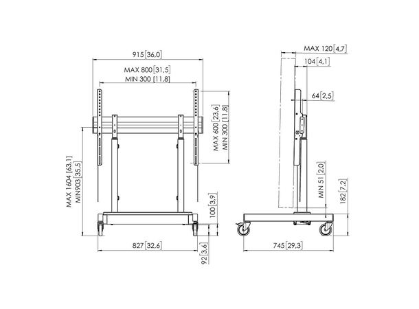Vogels motorisert tralle RISE 3205 Svart, 800x600, 100Kg, 50 mm/s 