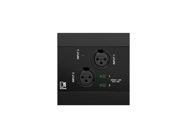 Audac Veggpanel NWP320/B Dante™/AES67, 2 x XLR + 3.5 mm jack + BT 