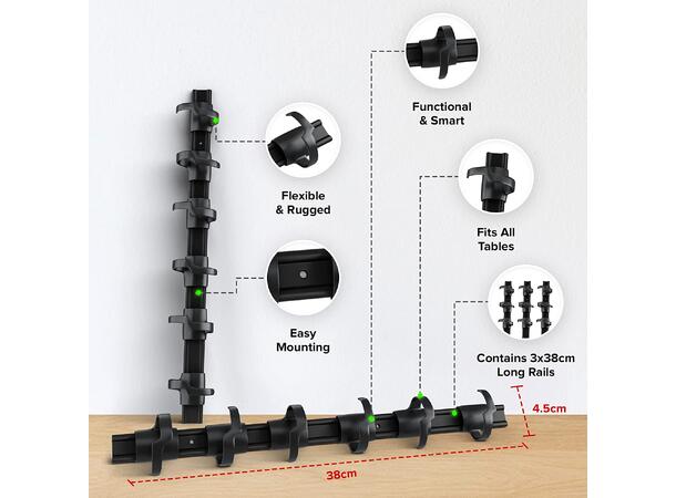 KENSON RIB Cable Organizer (3x38 cm) Svart | 3 stk 
