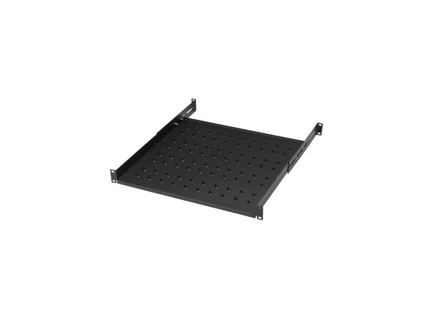 Lande 19" Fasthylle 1U D350 Svart Feste foran/valgfritt bak | 15kg 