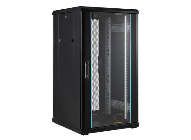 LinkIT Nettverksskap 22U svart B600xD600xH1094 , glass - perforert 