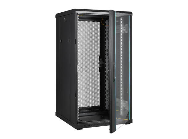 LinkIT Nettverksskap 22U svart B600xD600xH1094 , glass - perforert 