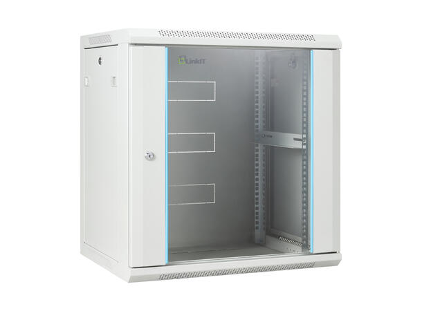 LinkIT Veggskap 19' 12U grå B600xD450xH635 , glass 