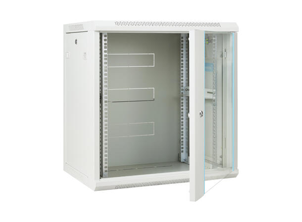 LinkIT Veggskap 19' 12U grå B600xD450xH635 , glass 