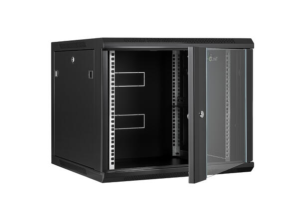 LinkIT Veggskap 6U svart B600xD600xH368 , glass 