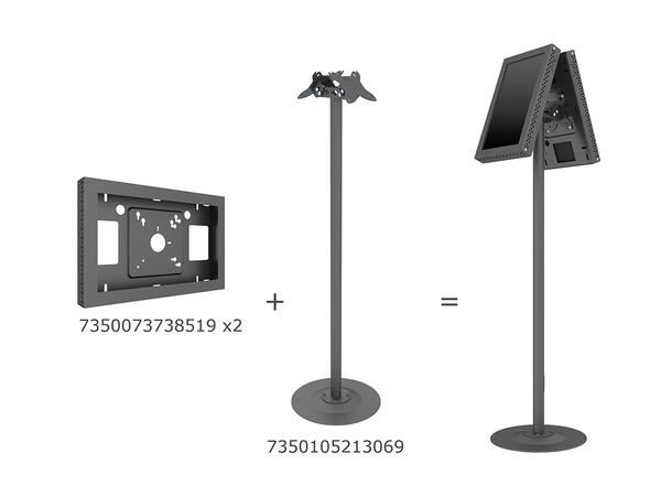 Multibrackets Gulvstativ dobbel Svart, 100x100, 10Kg, 7-30" 