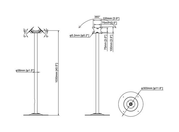 Multibrackets Gulvstativ dobbel Svart, 100x100, 10Kg, 7-30" 