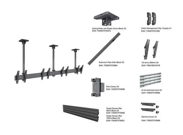 Multibrackets Menu Board Mount Pro MBC4X 1U VESA 300* 