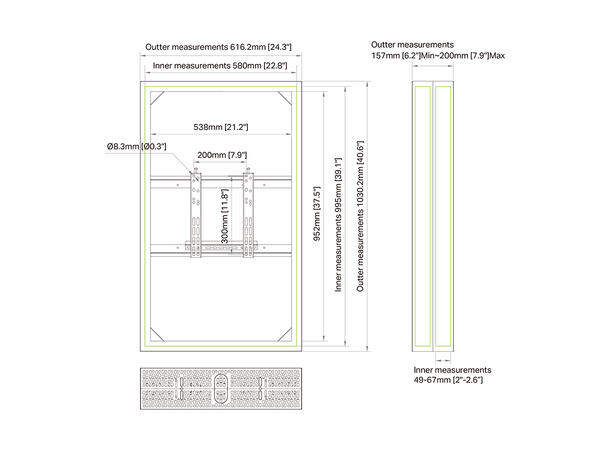 Multibrackets Pro Series - Enclosure 43" Medium B2B White 