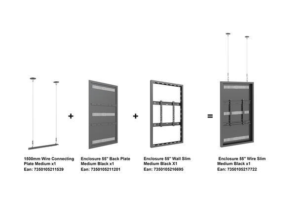 Multibrackets Pro Series - Enclosure 55" Wire Slim Medium Black 