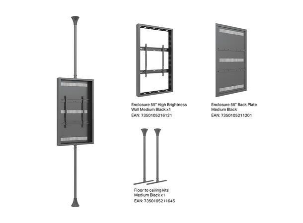 Multibrackets Pro Series - Enclosure 55¨ High Brightness Floor to Ceiling Medium 