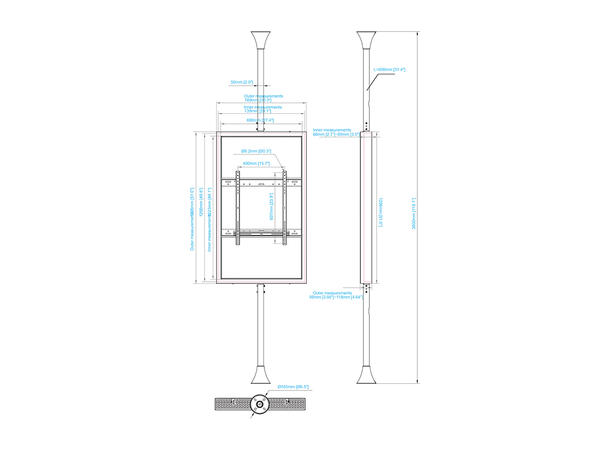 Multibrackets Pro Series - Enclosure 55¨ High Brightness Floor to Ceiling Medium 