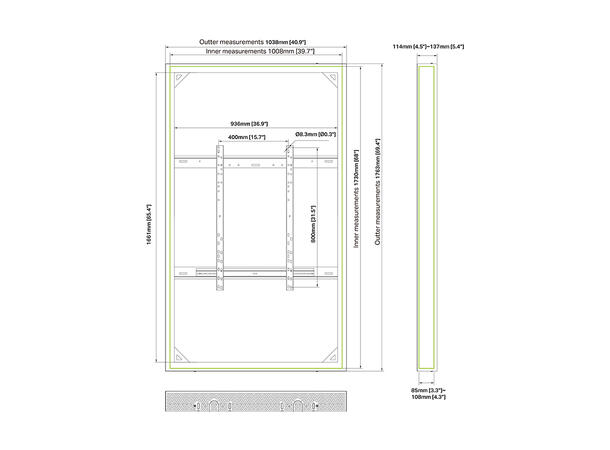 Multibrackets Pro Series - Enclosure 75" High Brightness Wall Large White 