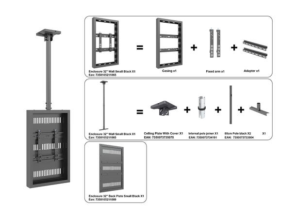 Multibrackets Pro kabinett 32" Svart, tak 