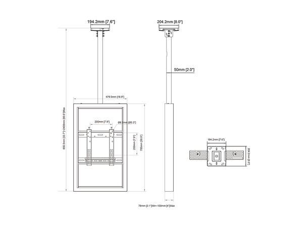 Multibrackets Pro kabinett 32" Svart, tak 