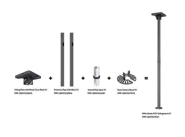 Multibrackets Takfeste kamera CCTV Svart | 30Kg | Single-Dome | 162cm 