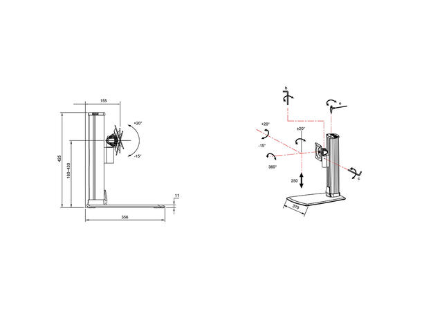 Multibrackets bordstativ HD Single Svart , VESA 100, 24Kg, 32-50" 