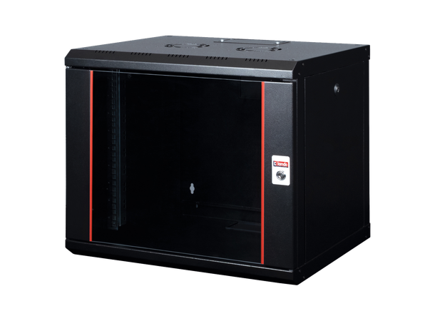 Lande Proline 9U Black W600xD450xH505 | Glass door | 100 kg 
