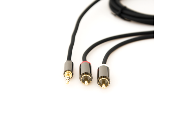 Stoltzen Flex Lydkabel 3,5mm - 2xRCA 2m Fleksibel kabel | 2 x 3mm| Gold Conn.