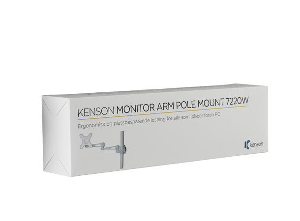 KENSON Bordfeste Enkel Arm Singel | Hvit | m/Klemmefeste 