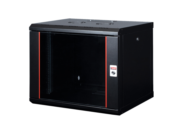 Lande Proline 9U Black W600xD600xH505 | Glass door | 100 kg 