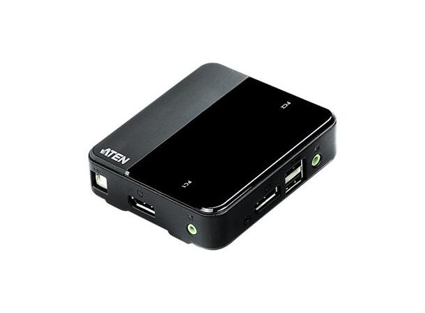 Aten KVM  2-PC 1-Bruker CS782DP Switch Box, Displayport, USB, 4K