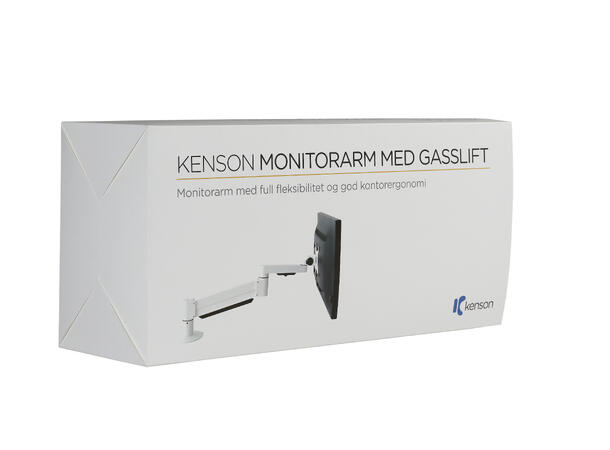 KENSON Monitor arm med gasslift Hvit | Opp to 32" | Enkel montering