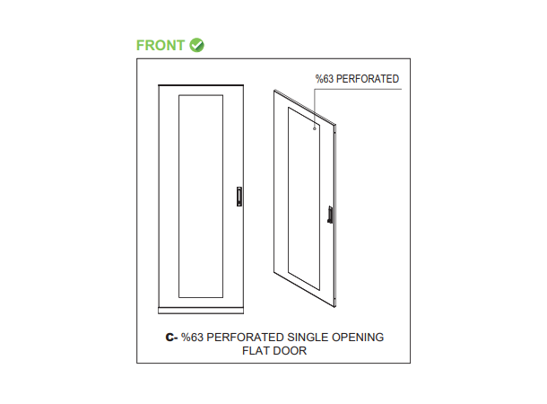 Lande Serverskap Svart 42U B600xD 800 DYNAmic | m/perf. dørblad foran/bak 