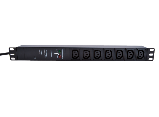 LinkIT 19" Strømskinne 7xC13 3m CEE 7/4 | Netfilter & Surgearrest | 1U 