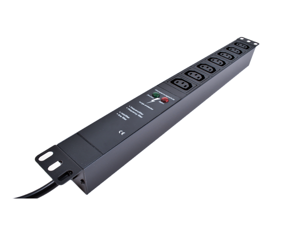 LinkIT 19" Strømskinne 7xC13 3m CEE 7/4 | Netfilter & Surgearrest | 1U 