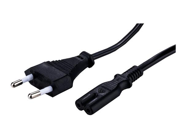 LinkIT strømkabel CEE7/16 -C7 svart 0,5m Euro - C7 | 2 x 0,75mm² | PVC 