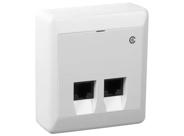 ELKO RS Veggboks Dobbel UTP Cat.6 Modulæruttak 2xRJ45 LSA Polarhvit 